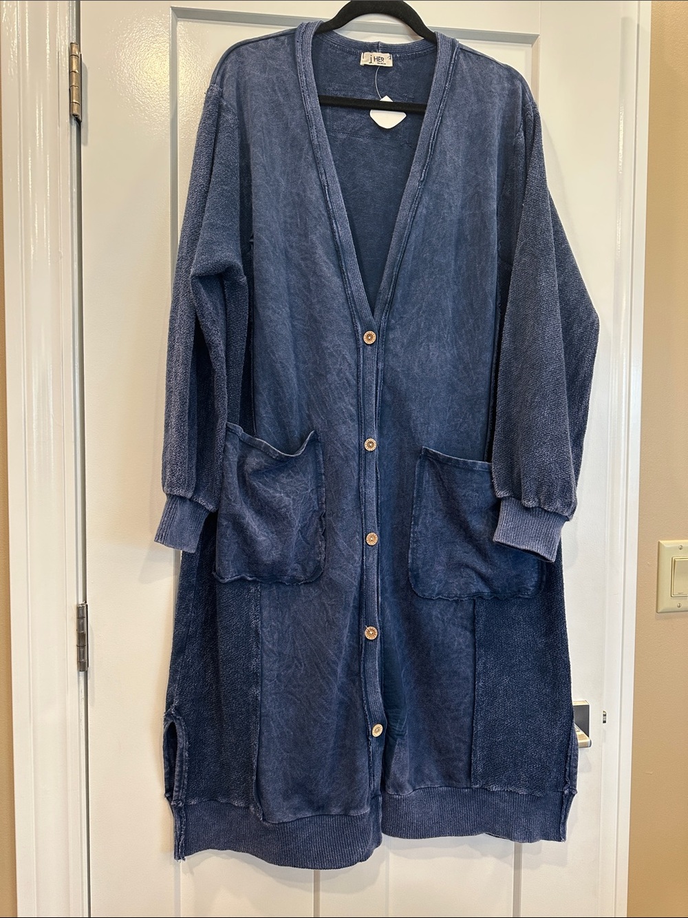 j. HER Mineral Washed Cardigan, Size Medium